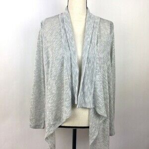 Splendid Open Cardigan Women Large Long Sleeve Gray Silver Thin Knit